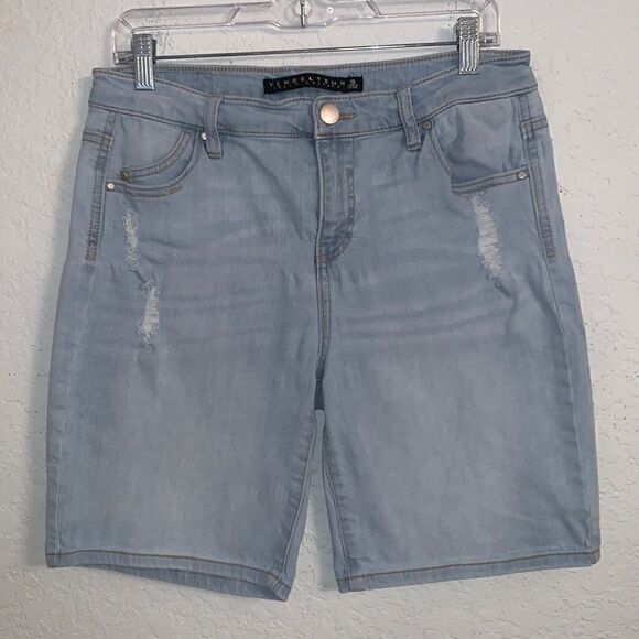 Tinseltown Denim Couture High Rise Distressed Light Wash Women’s Shorts Size 9 - Picture 1 of 13
